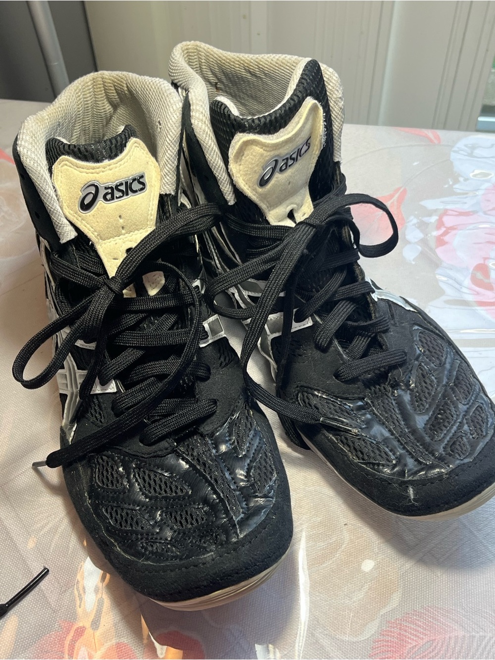 ASICS Split Second J203J Wrestling Shoes Men’s 11.5 Black White Silver Vintage